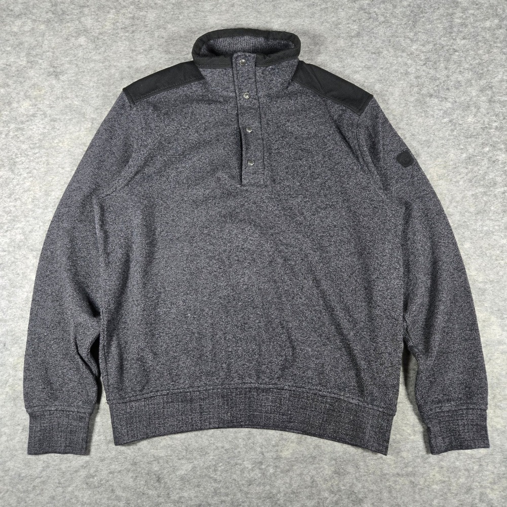 Bugatti Mens Gray Premium Finish Mock Neck Snap Pullover Sweater M